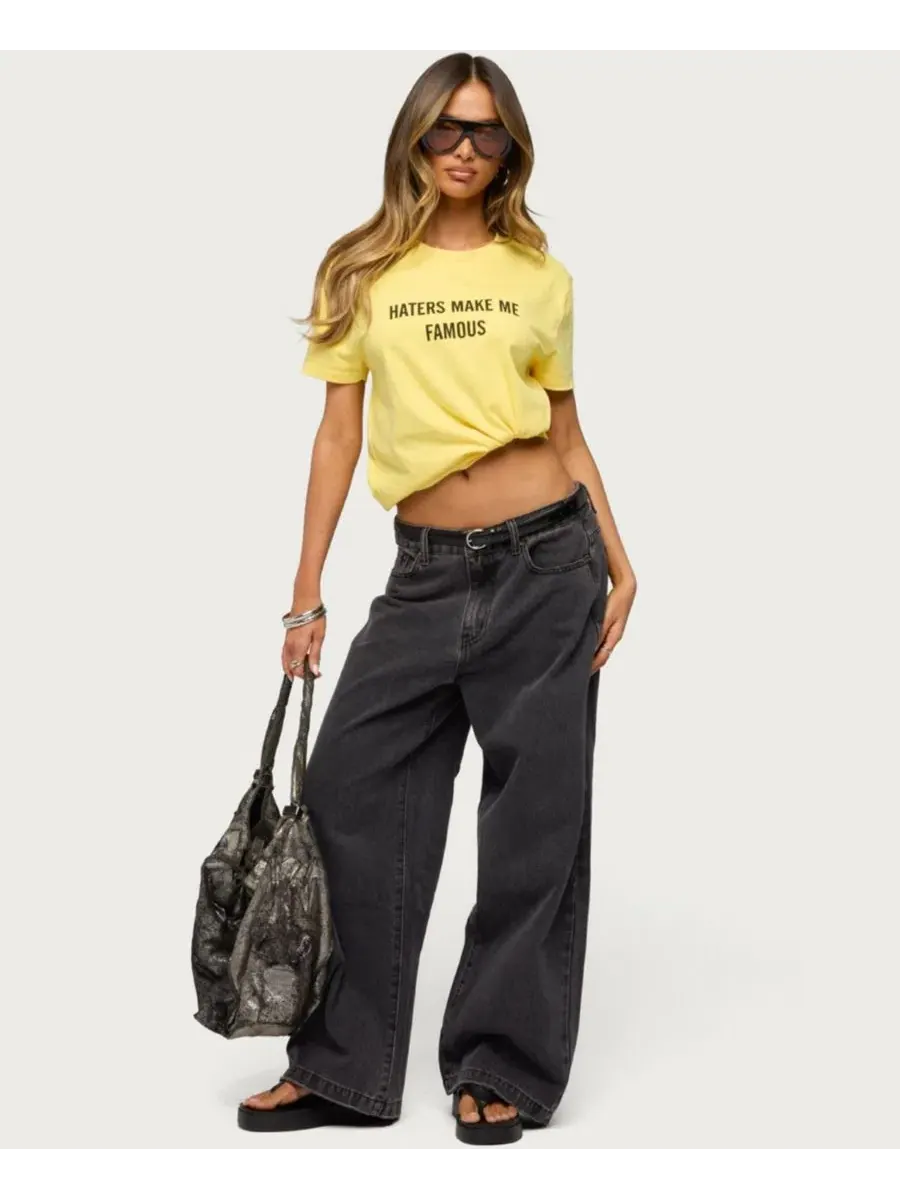 Джинсы свободного кроя с заниженной посадкой Nichol Low Rise Baggy Edikted — изображение 5 из 5, черный