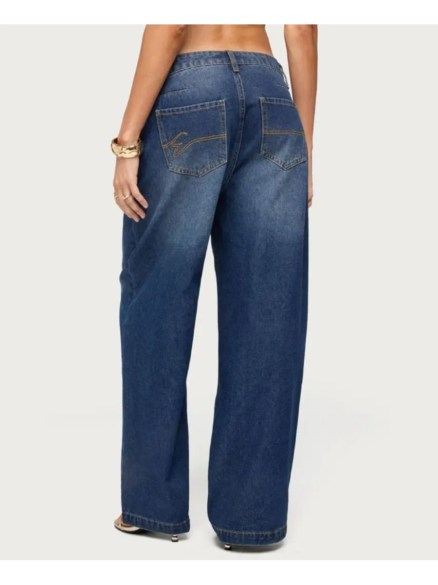 Джинсы свободного кроя с заниженной талией Nichol Low Rise Baggy Jeans Edikted — изображение 2 из 5, синий
