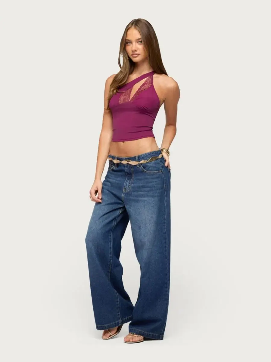Джинсы свободного кроя с заниженной талией Nichol Low Rise Baggy Jeans Edikted — изображение 3 из 5, синий