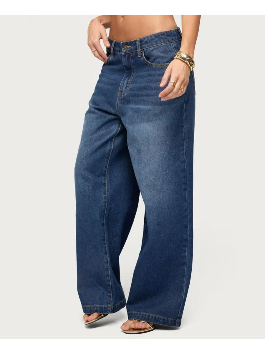 Джинсы свободного кроя с заниженной талией Nichol Low Rise Baggy Jeans Edikted — изображение 4 из 5, синий