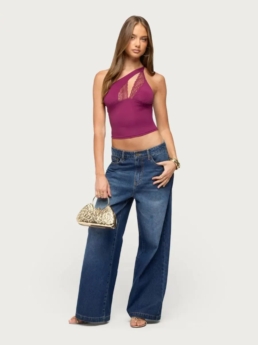 Джинсы свободного кроя с заниженной талией Nichol Low Rise Baggy Jeans Edikted — изображение 5 из 5, синий
