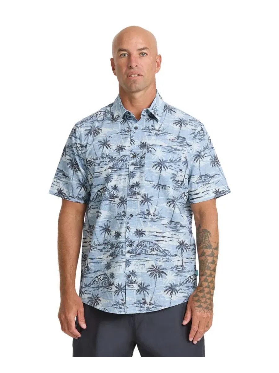 Рубашка с коротким рукавом Retreat Tech Quiksilver Waterman — изображение 1 из 4, голубой