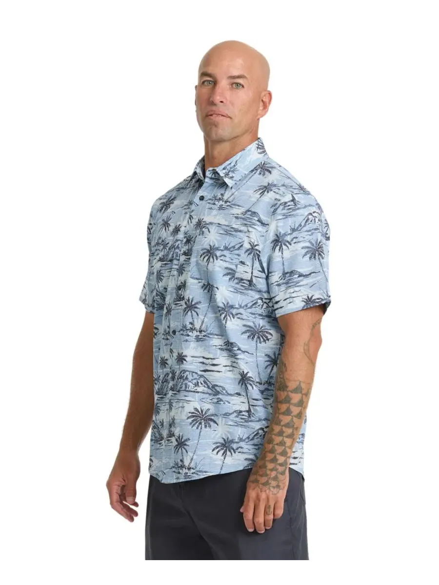 Рубашка с коротким рукавом Retreat Tech Quiksilver Waterman — изображение 2 из 4, голубой