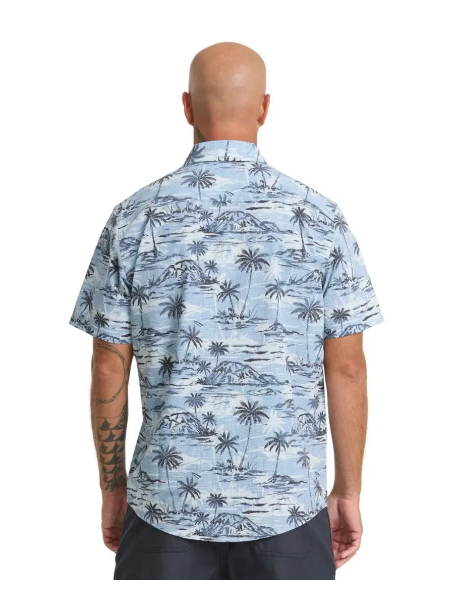 Рубашка с коротким рукавом Retreat Tech Quiksilver Waterman — изображение 4 из 4, голубой