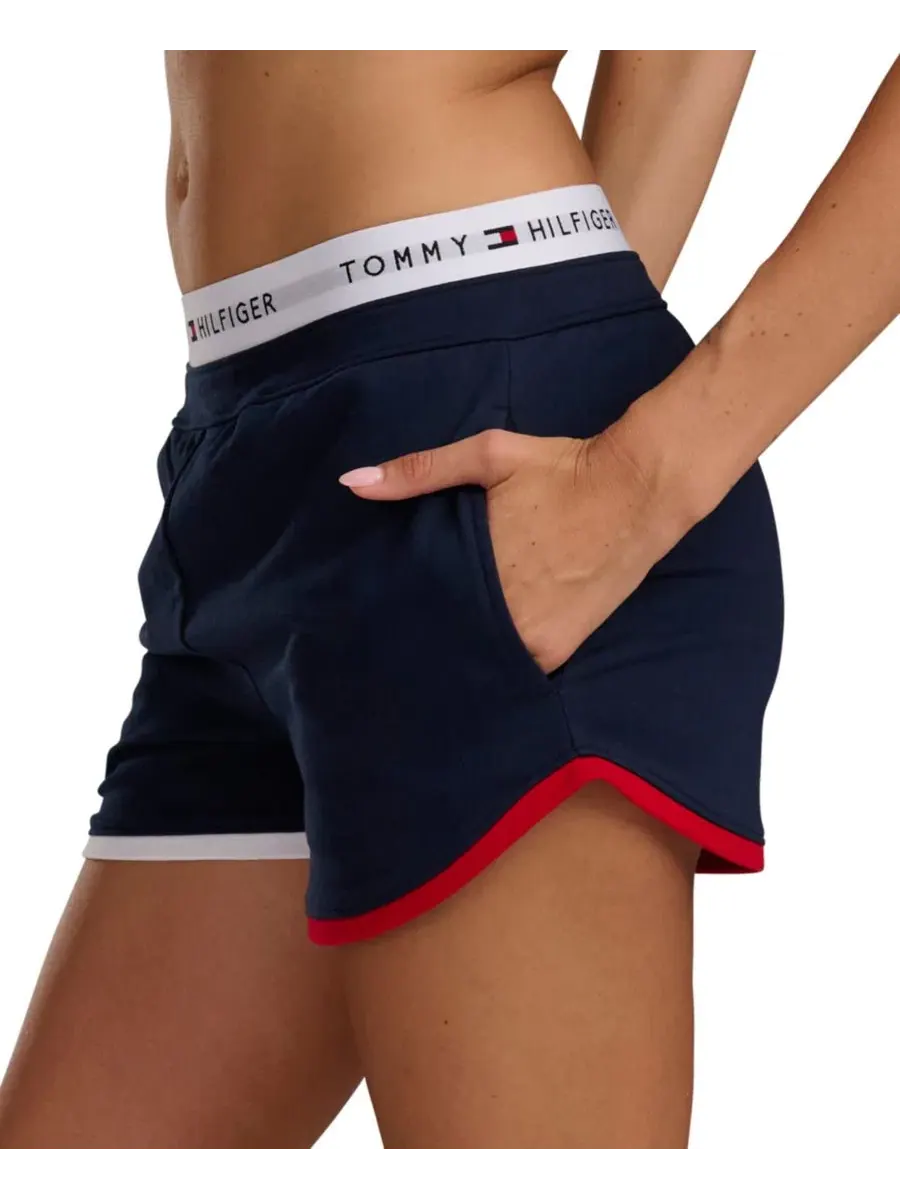 Женские шорты-боксеры из французского терри с логотипом Tommy Hilfiger — изображение 3 из 6, голубой