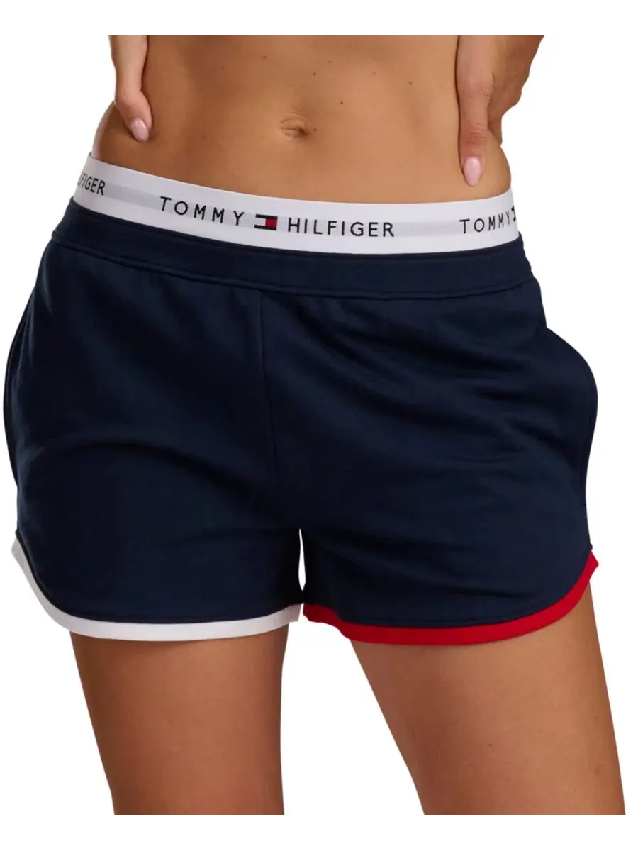 Женские шорты-боксеры из французского терри с логотипом Tommy Hilfiger — изображение 4 из 6, голубой
