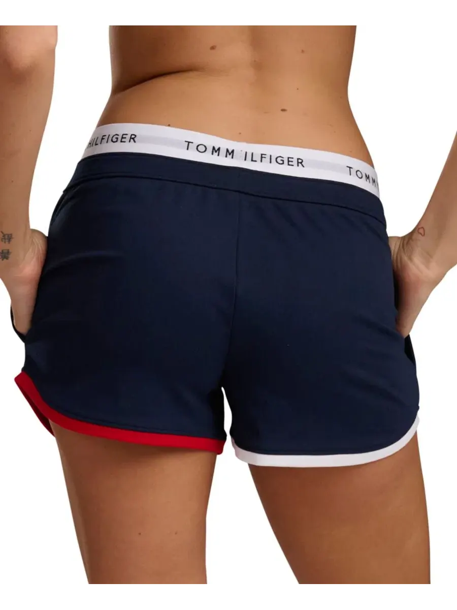 Женские шорты-боксеры из французского терри с логотипом Tommy Hilfiger — изображение 5 из 6, голубой