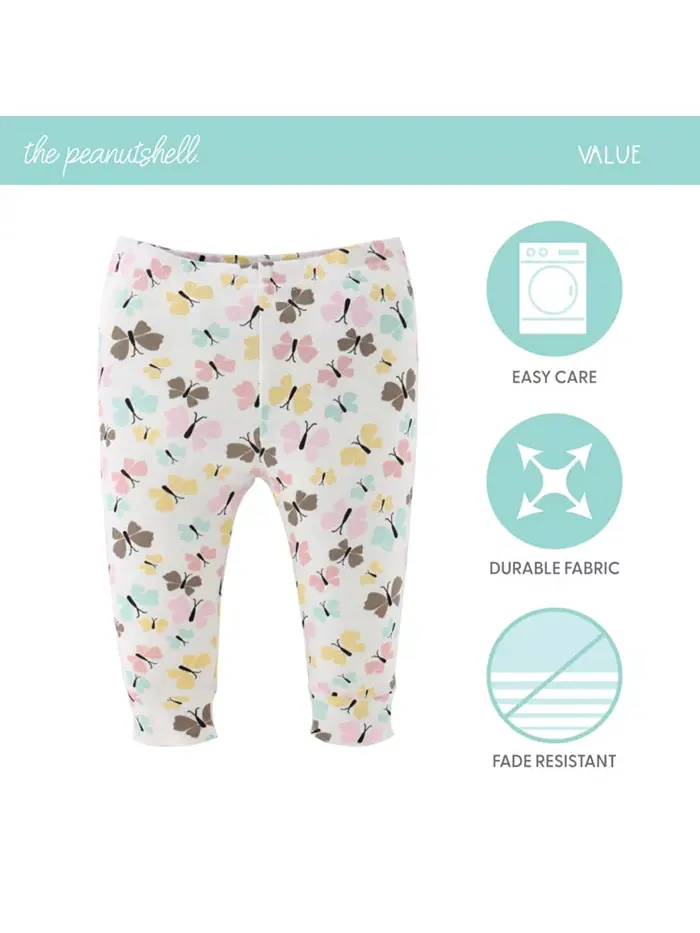 Штаны для девочек, 5 шт., Butterfly Kisses The Peanutshell — изображение 2 из 7, белый