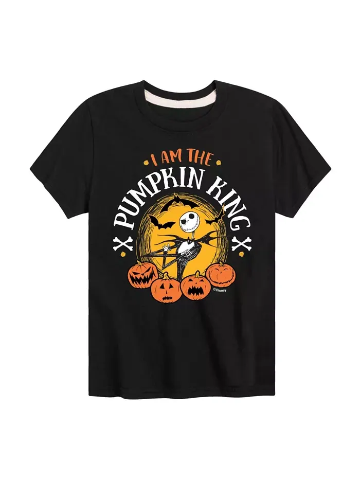Футболка с принтом Pumpkin King для мальчиков-подростков Nightmare Before Christmas — черный