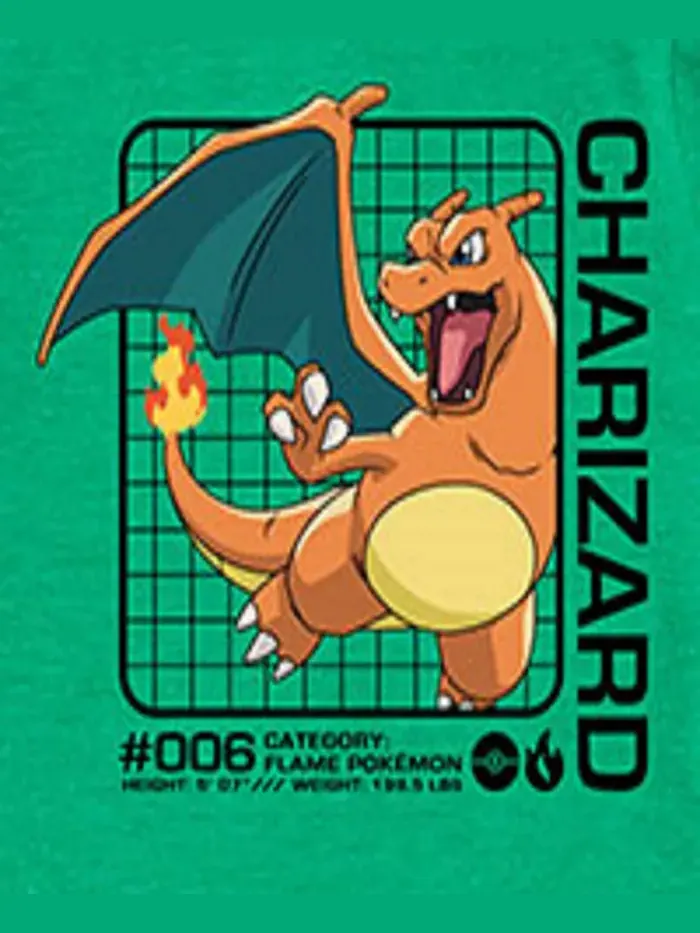 Футболка с принтом Charizard для подростков Pokémon Pokemon — изображение 3 из 4, зеленый