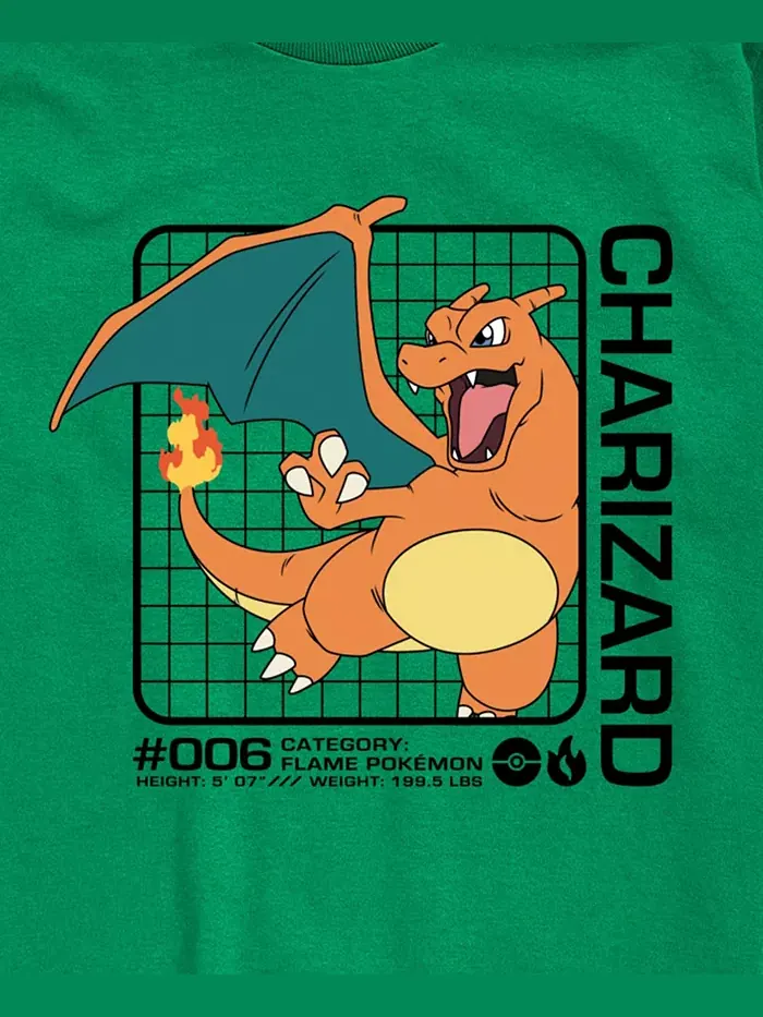 Футболка с принтом Charizard для подростков Pokémon Pokemon — изображение 4 из 4, зеленый