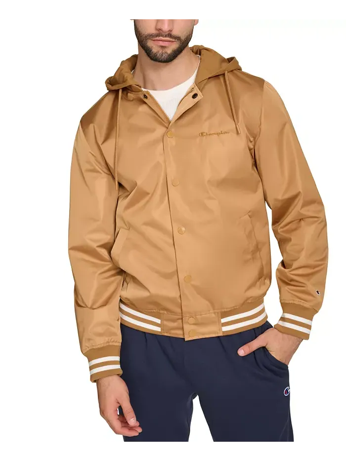 Мужская вязаная худи-куртка Varsity Bomber Champion — изображение 1 из 6, коричневый