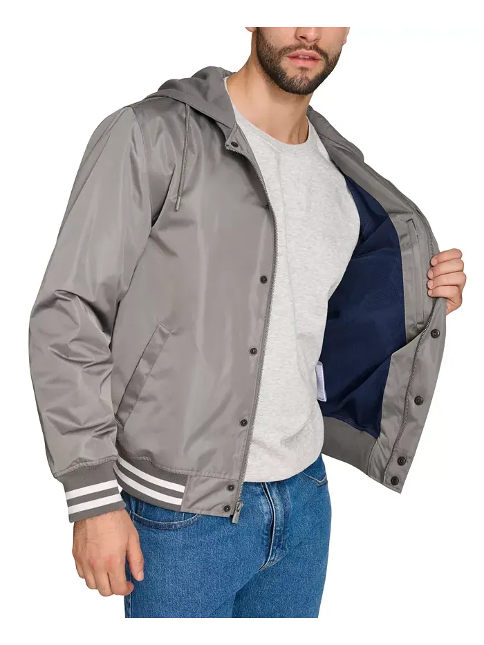 Мужская вязаная худи-куртка Varsity Bomber Champion — изображение 3 из 4, серебристый