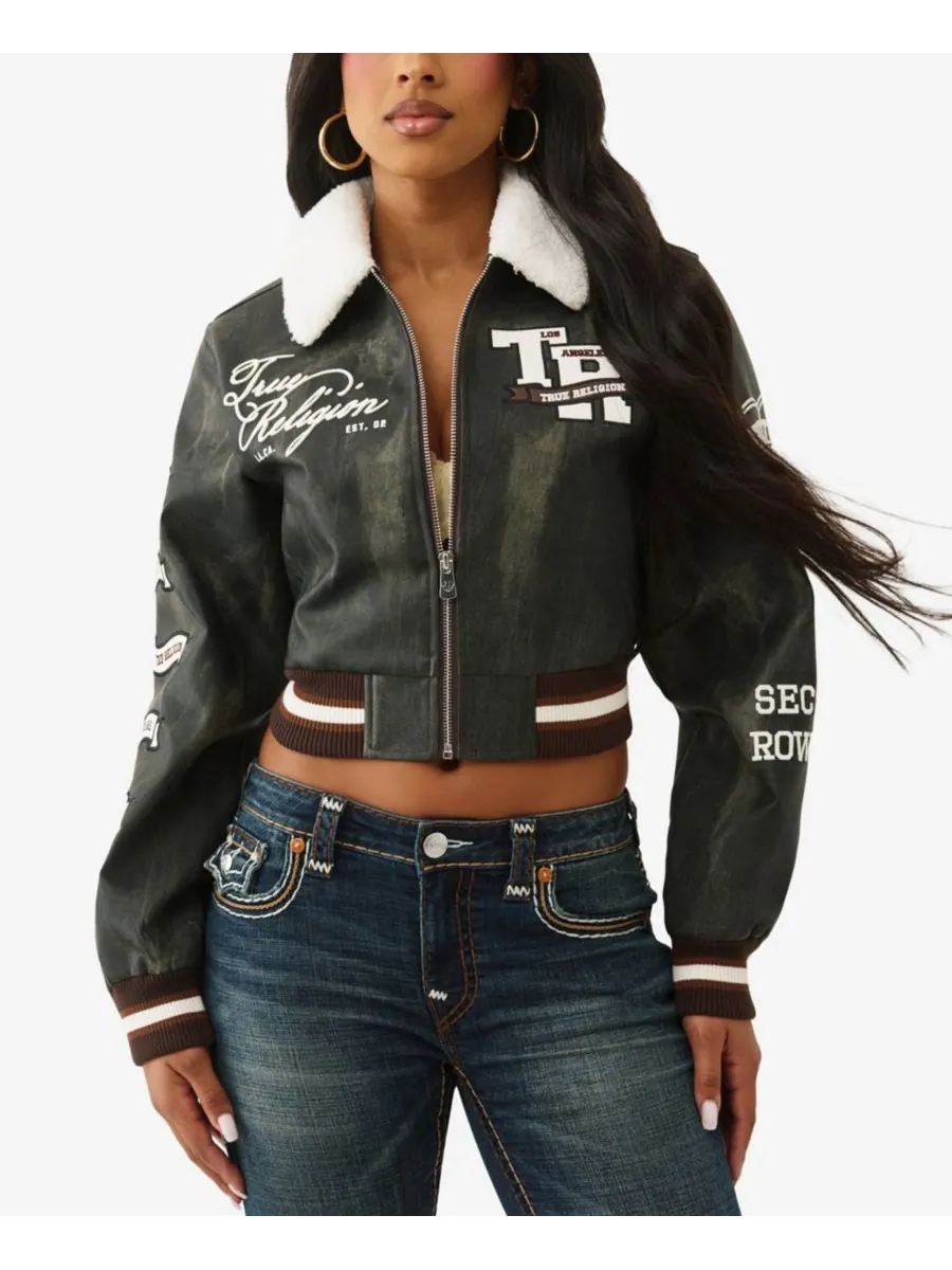 Женская куртка-авиатор с воротником из искусственной овчины True Religion