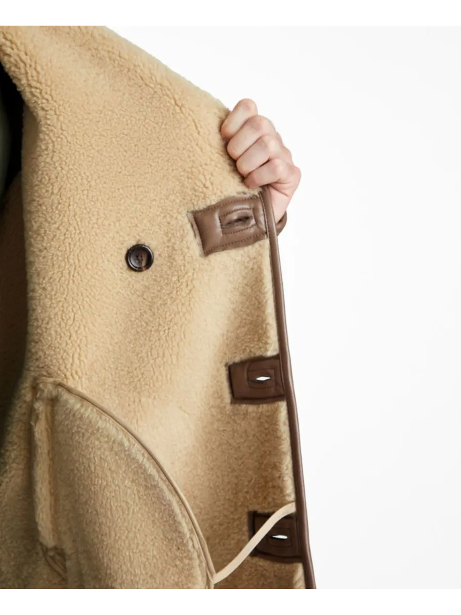 Мужское двубортное пальто из искусственной кожи GUESS — изображение 3 из 4, темный коричневый