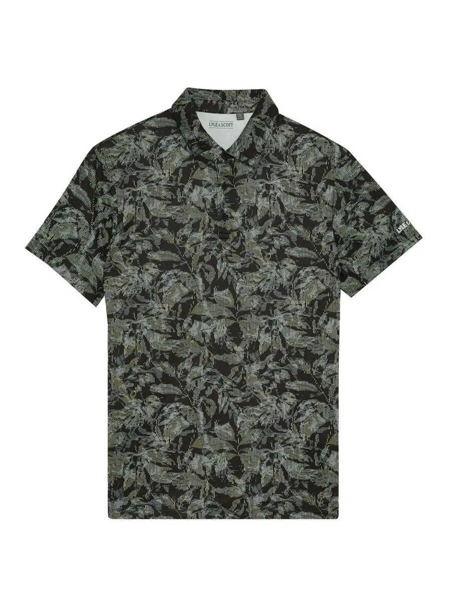 Мужская поло-рубашка для гольфа с цифровым цветочным принтом Lyle & Scott — изображение 2 из 6, черный