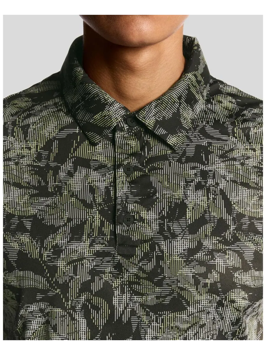 Мужская поло-рубашка для гольфа с цифровым цветочным принтом Lyle & Scott — изображение 5 из 6, черный