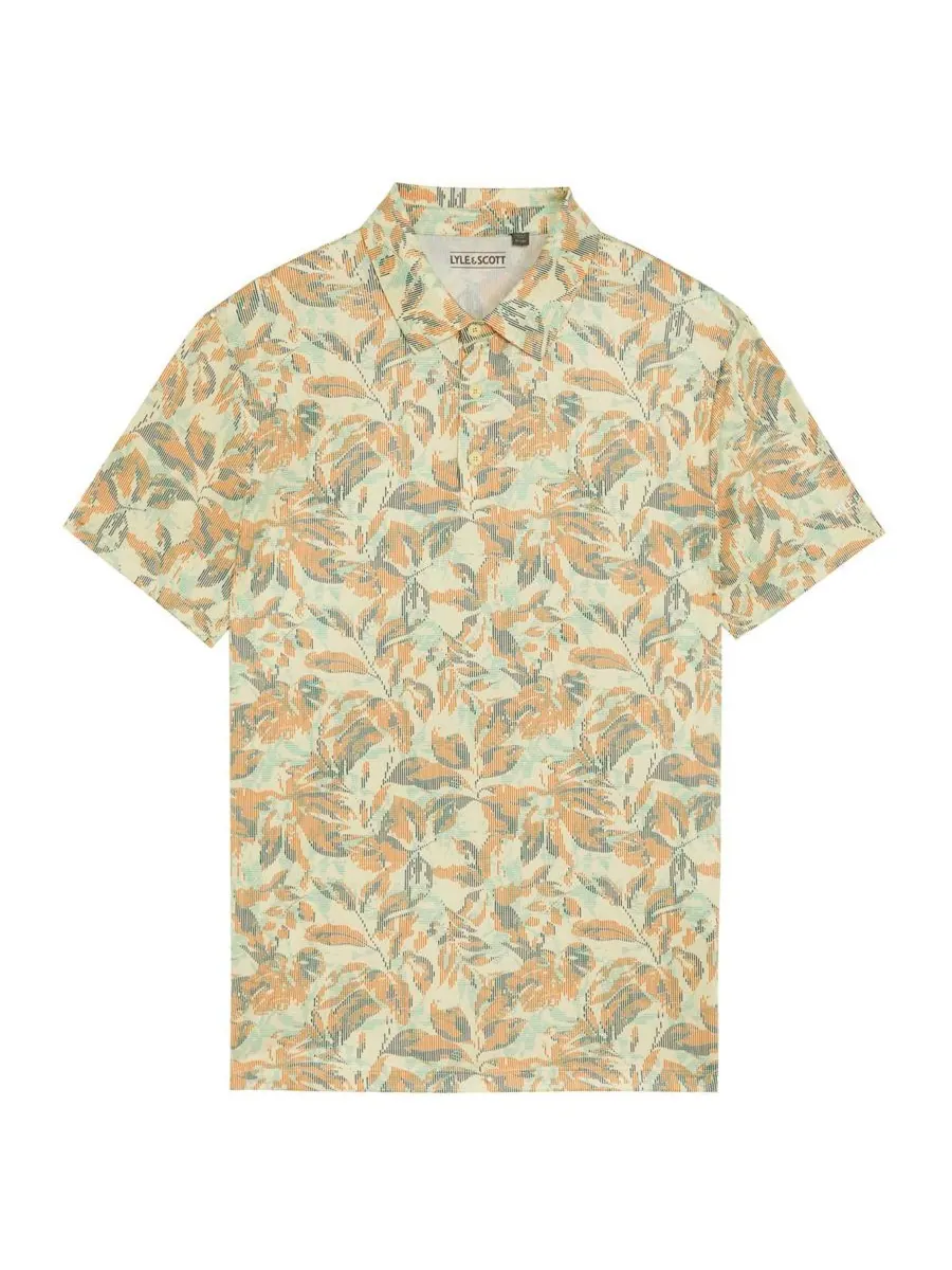 Мужская поло-рубашка для гольфа с цифровым цветочным принтом Lyle & Scott — изображение 2 из 6, желтый