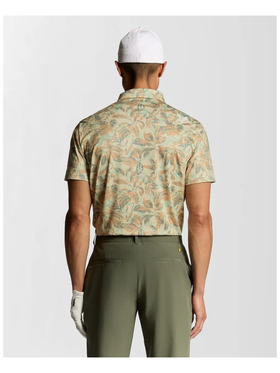 Мужская поло-рубашка для гольфа с цифровым цветочным принтом Lyle & Scott — изображение 4 из 6, желтый