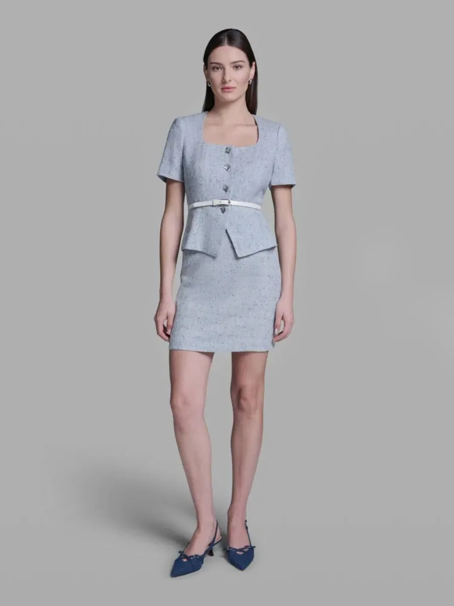 Женская куртка с квадратным вырезом и поясом Bcbg — изображение 2 из 6, светлый мульти