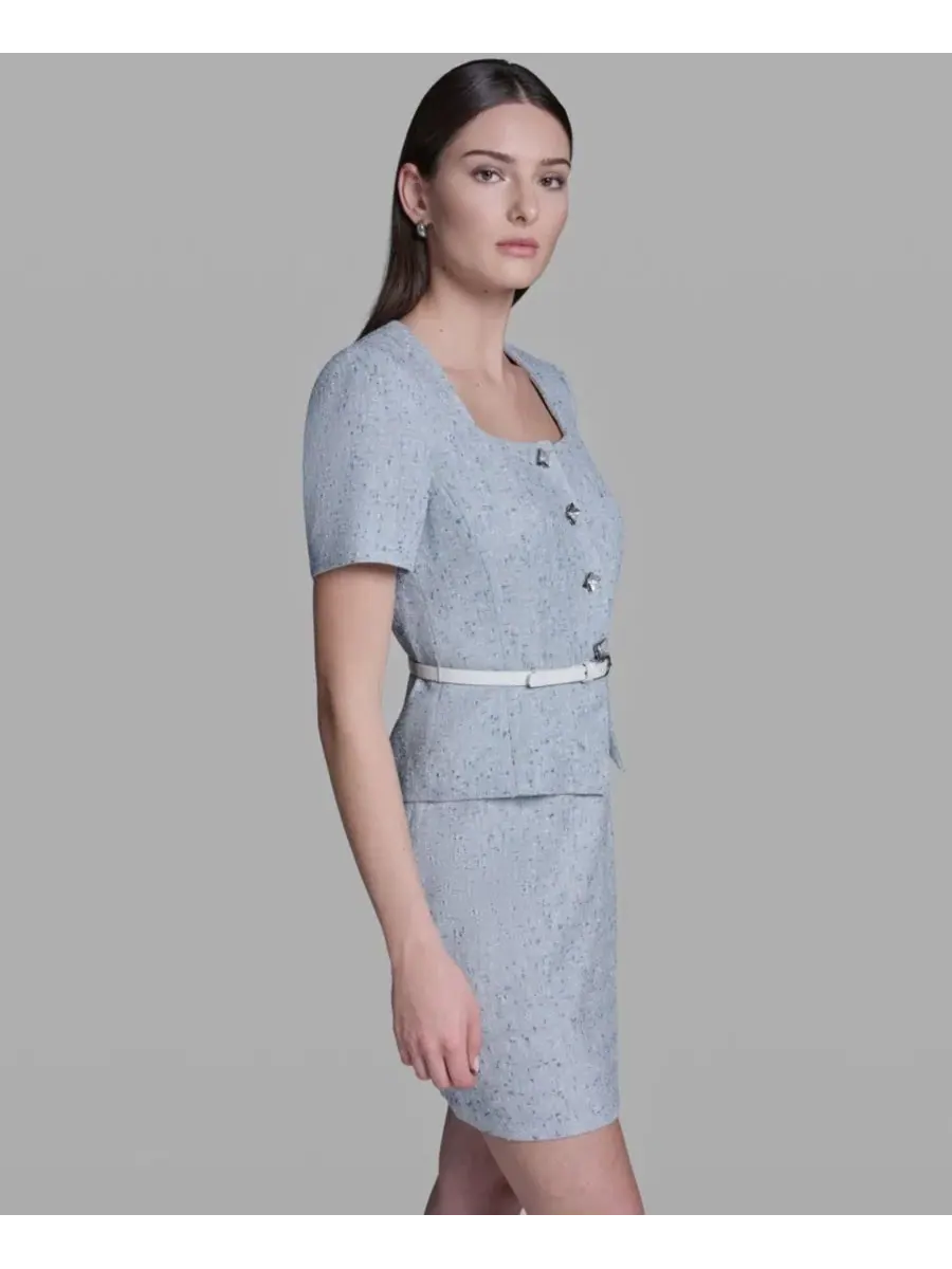 Женская куртка с квадратным вырезом и поясом Bcbg — изображение 3 из 6, светлый мульти