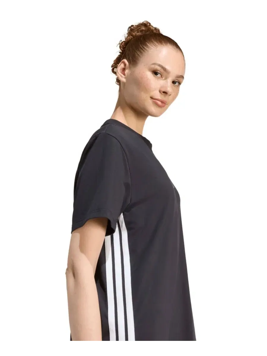 Женская футболка-платье с круглым вырезом и тремя полосками Adidas — изображение 3 из 5, черный