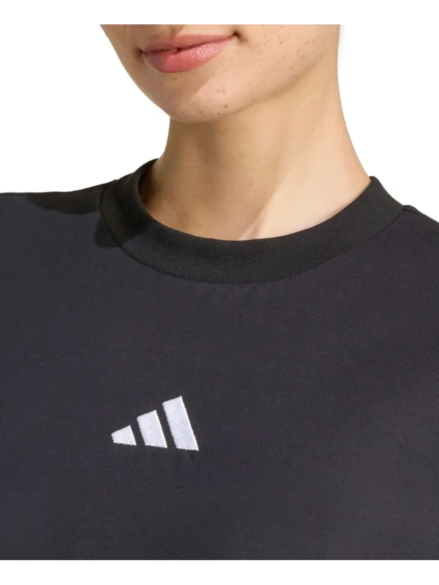 Женская футболка-платье с круглым вырезом и тремя полосками Adidas — изображение 4 из 5, черный