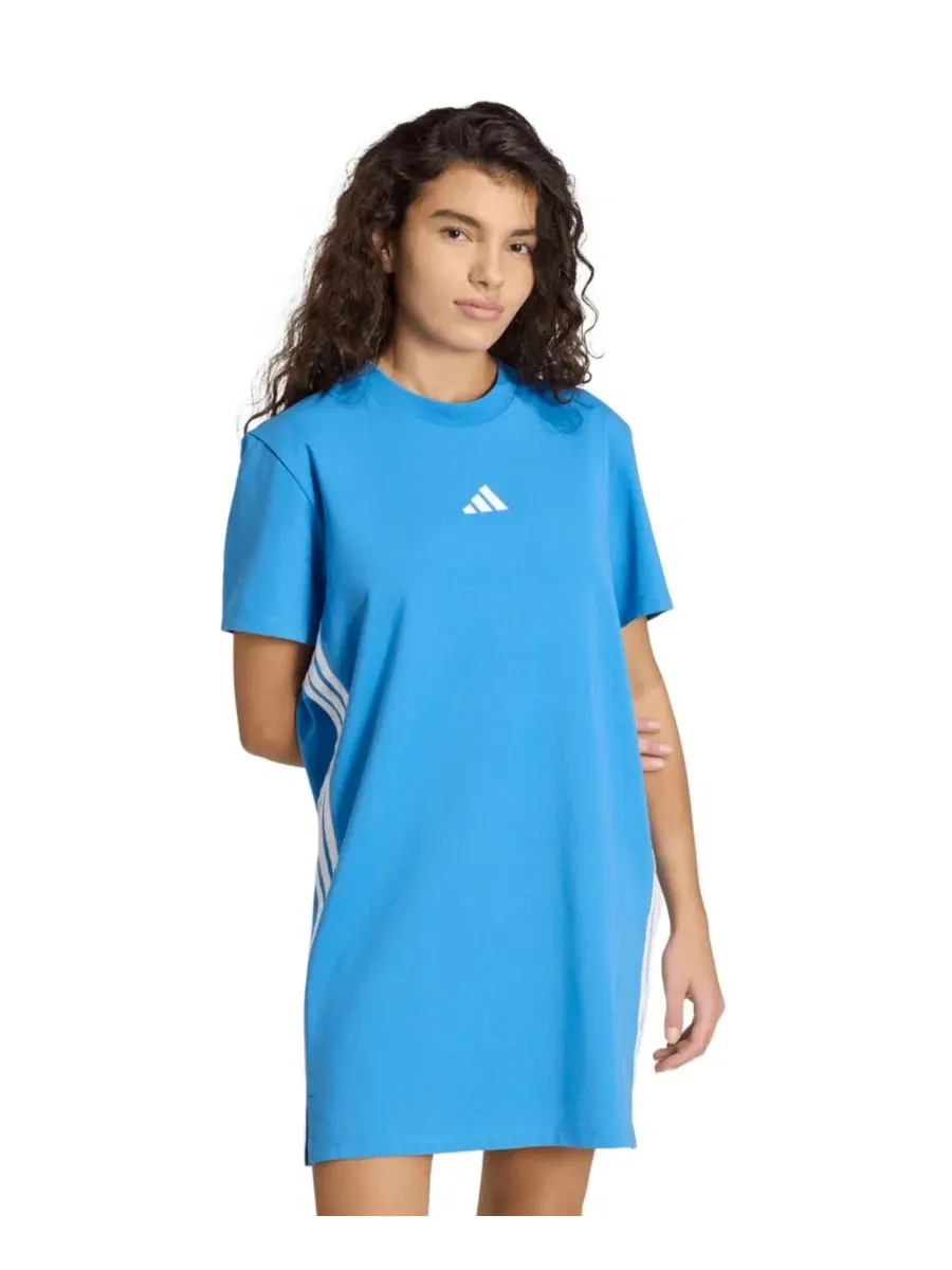 Женская футболка-платье с круглым вырезом и тремя полосками Adidas — изображение 1 из 5, синий