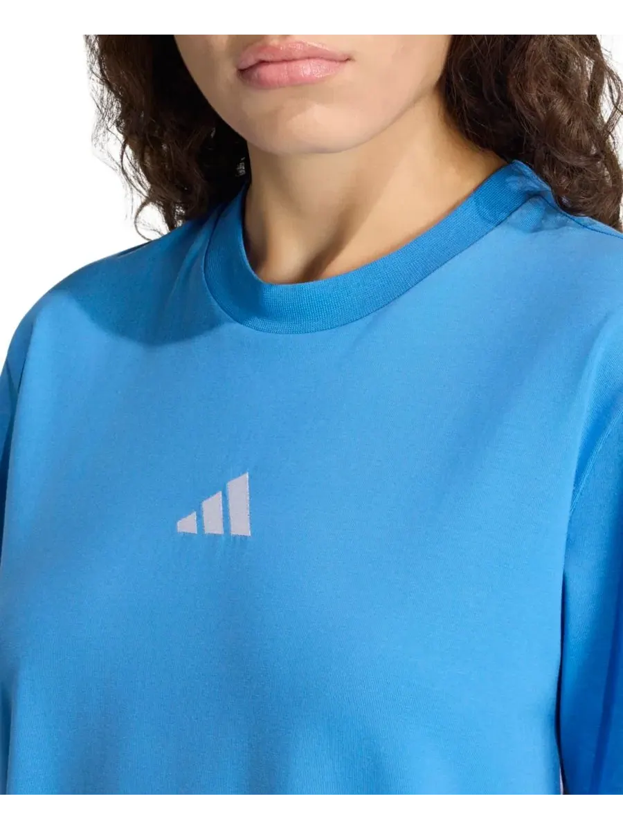Женская футболка-платье с круглым вырезом и тремя полосками Adidas — изображение 3 из 5, синий