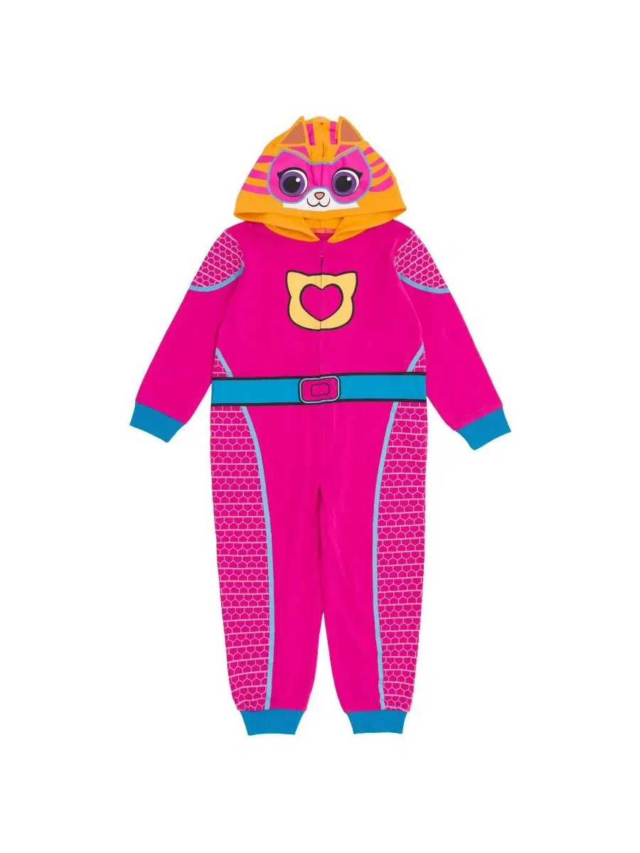 Детский комбинезон-кигуруми с капюшоном SuperKitties — розовый