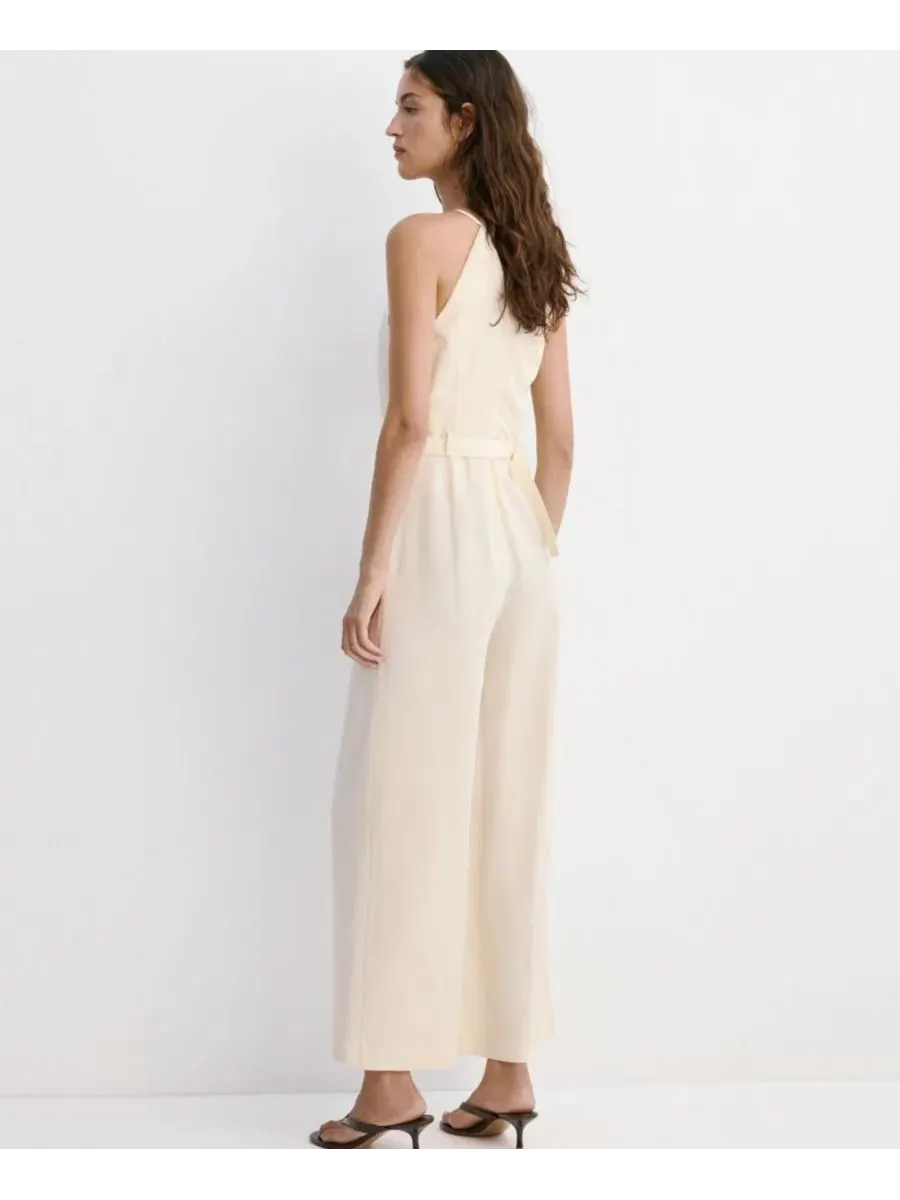 Комбинезон-слип с запахом без рукавов, с поясом MANGO — изображение 3 из 5, экру