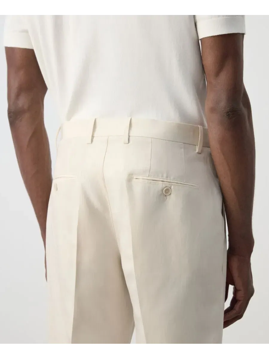 Брюки мужские Regular Fit из смеси лиоцелла и льна Mango — изображение 4 из 8, слоновая кость белый