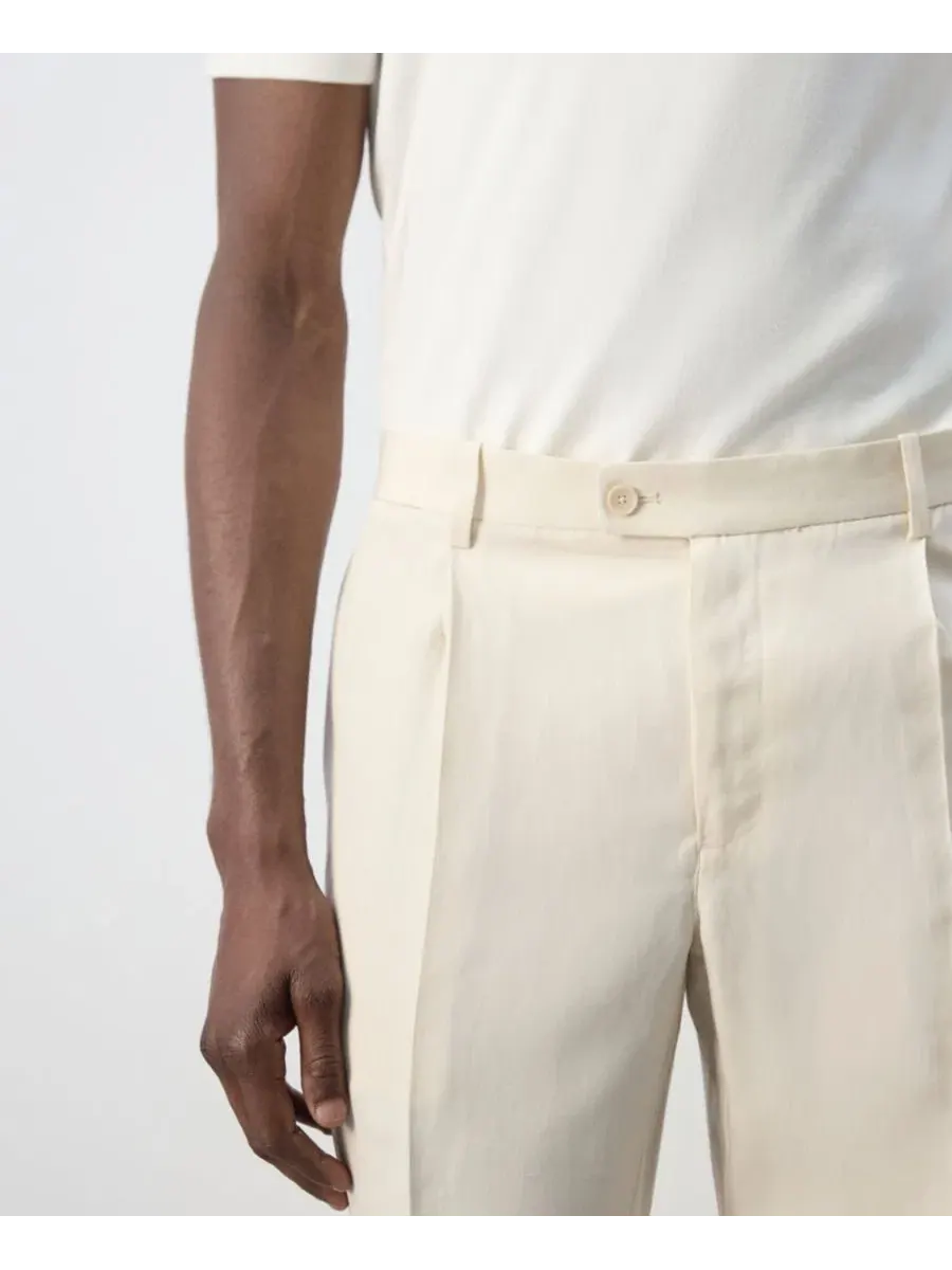 Брюки мужские Regular Fit из смеси лиоцелла и льна Mango — изображение 6 из 8, слоновая кость белый