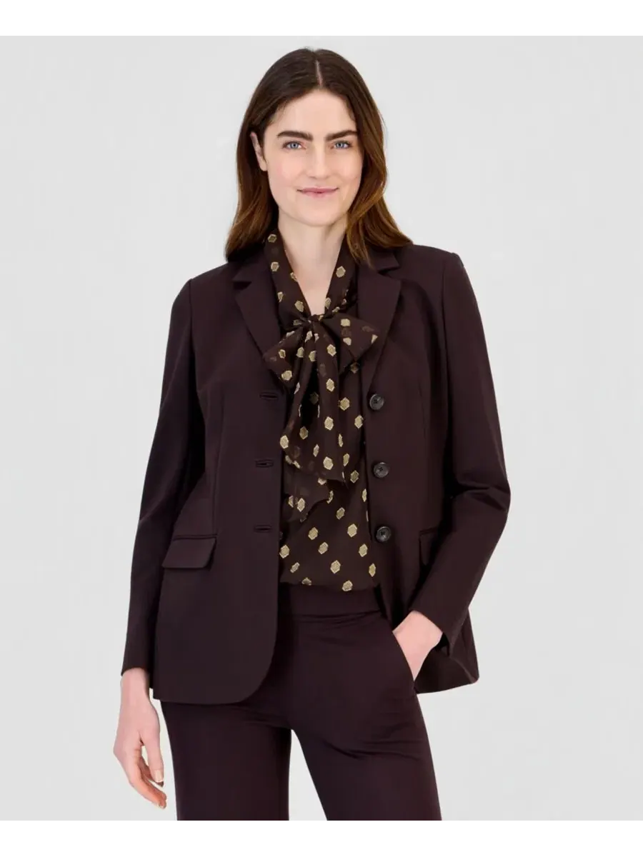 Женский пиджак с лацканами и застежкой на три пуговицы, модель Anne Klein