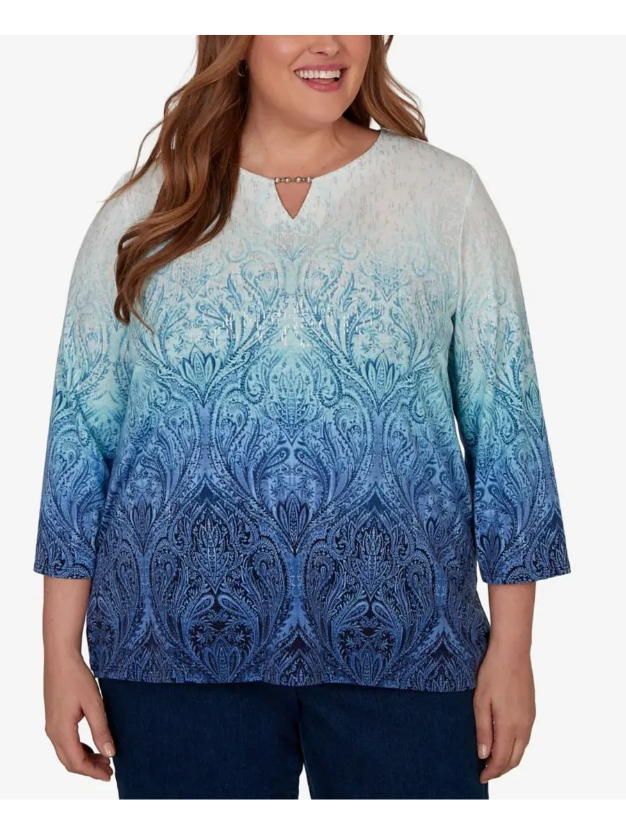 Блуза с принтом Ombre Medallion Alfred Dunner