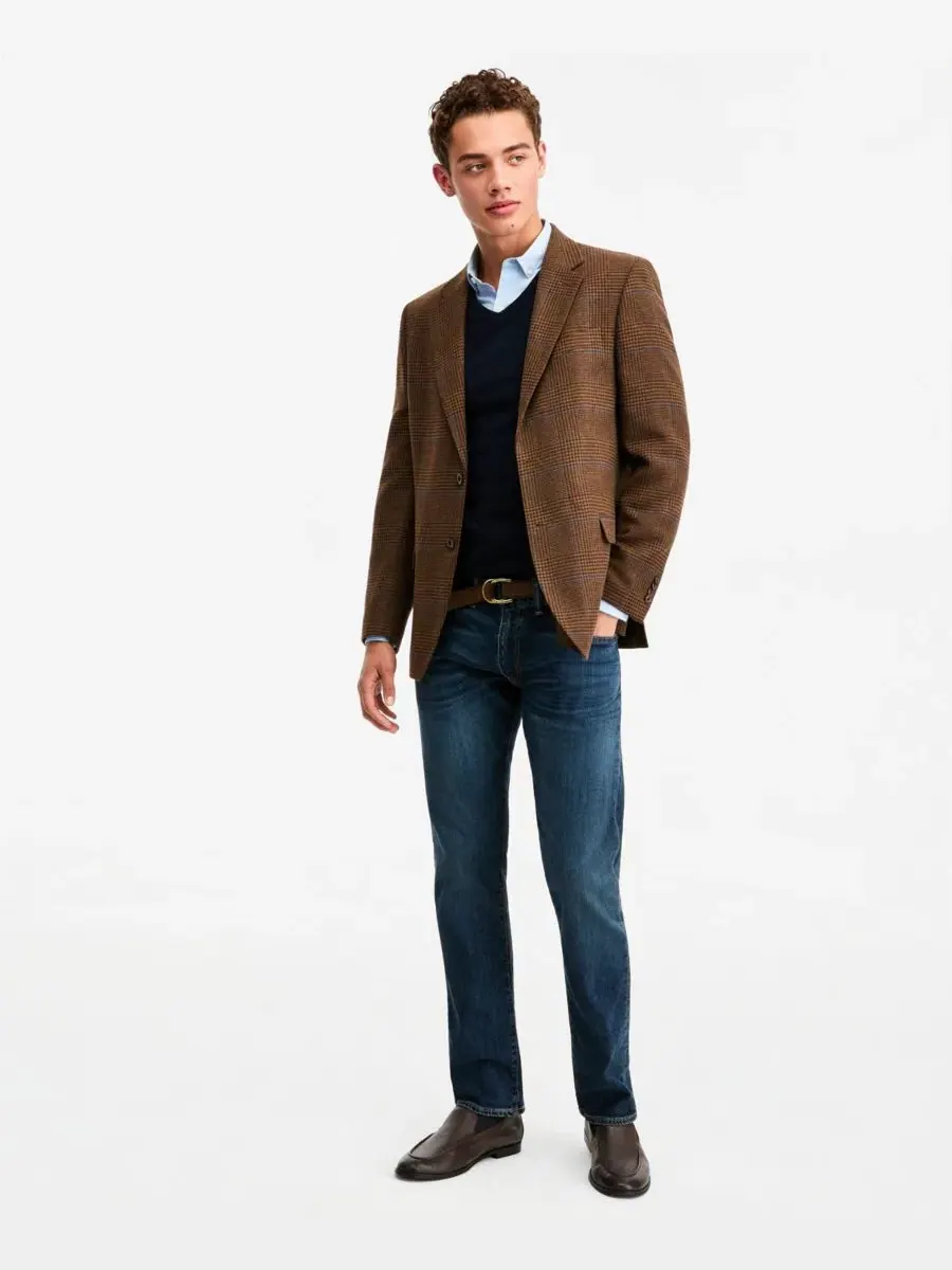 Мужской пиджак из твида с принтом в клетку, Modern Fit Nautica — изображение 2 из 5, коричневый