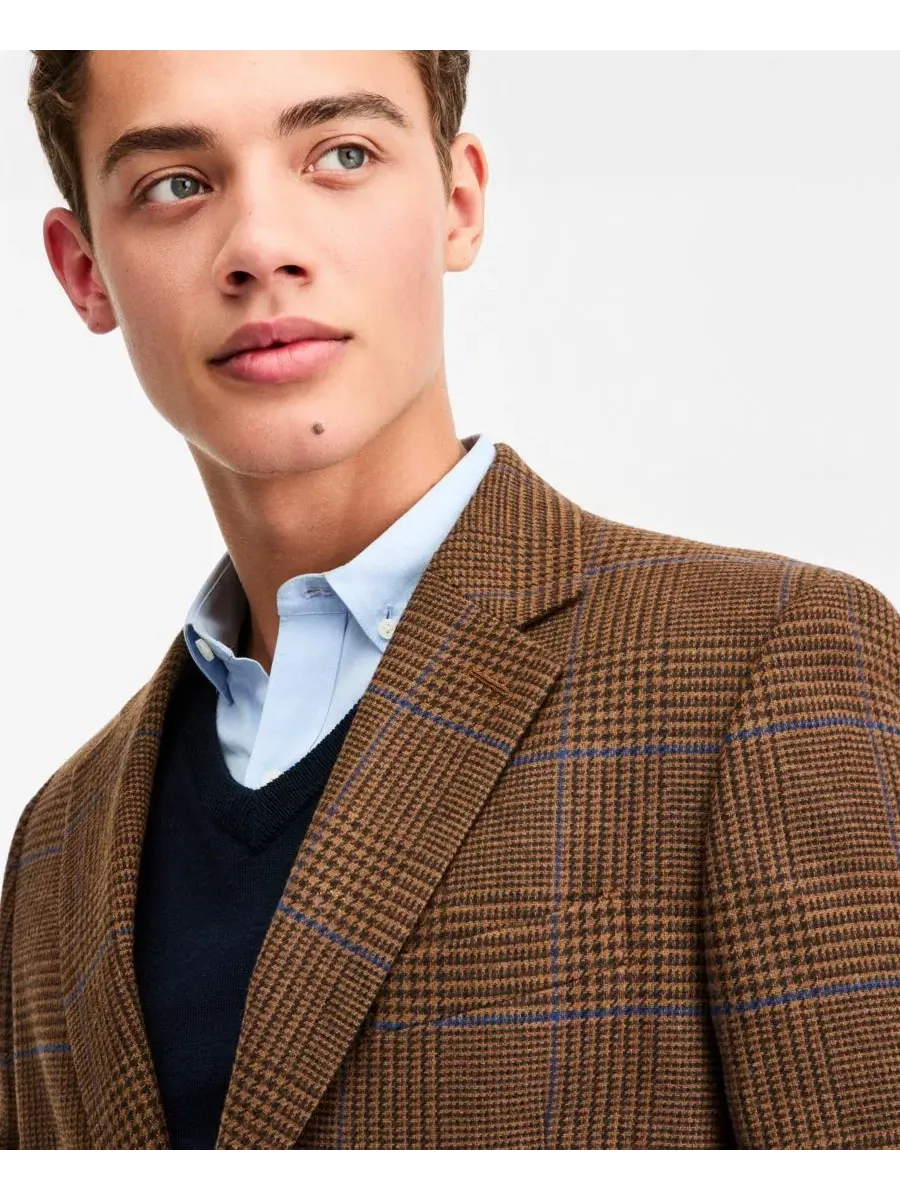 Мужской пиджак из твида с принтом в клетку, Modern Fit Nautica — изображение 3 из 5, коричневый