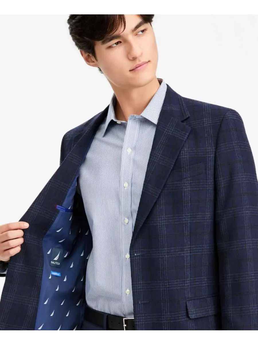 Пиджак мужской Modern Fit с твидовым узором Nautica — изображение 2 из 5, синий