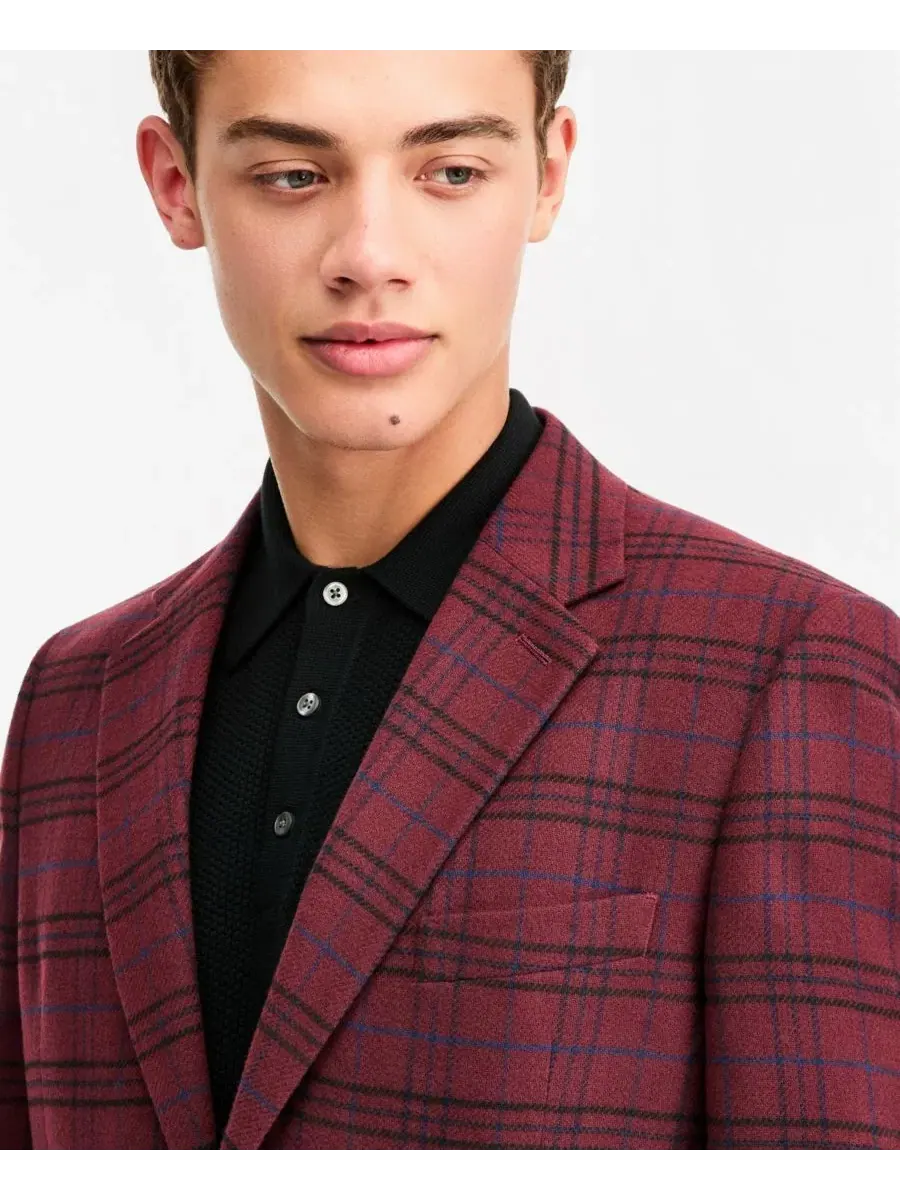 Мужской пиджак Modern Fit с твидовым узором Nautica — изображение 2 из 4, бордовый