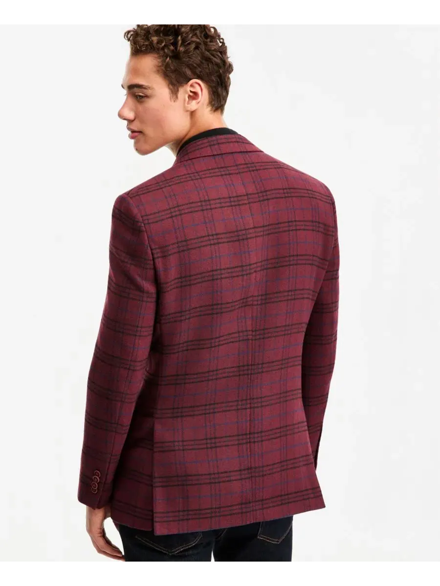 Мужской пиджак Modern Fit с твидовым узором Nautica — изображение 3 из 4, бордовый
