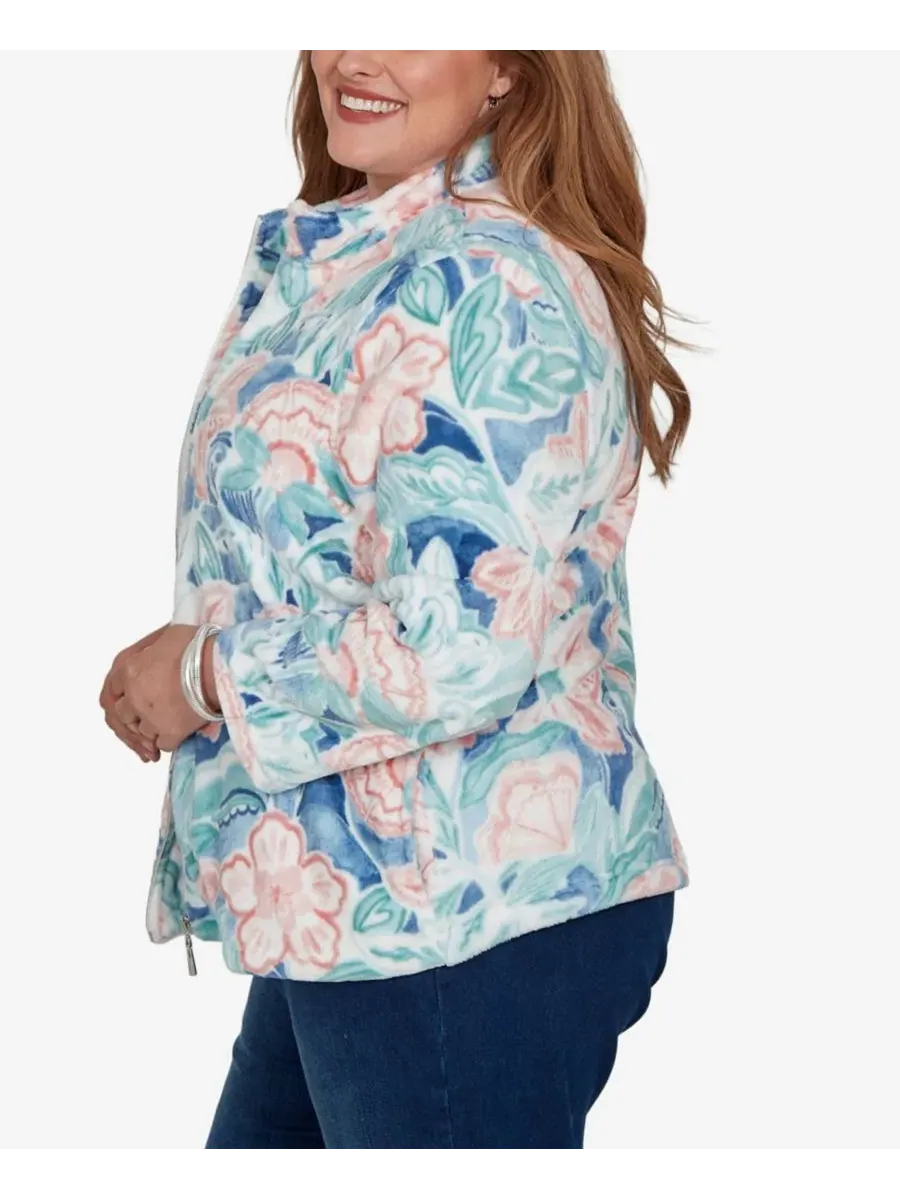 Жакет с цветочным принтом и воротником-стойкой Plus Size Floral Stand-Collar Jacket Alfred Dunner — изображение 3 из 5