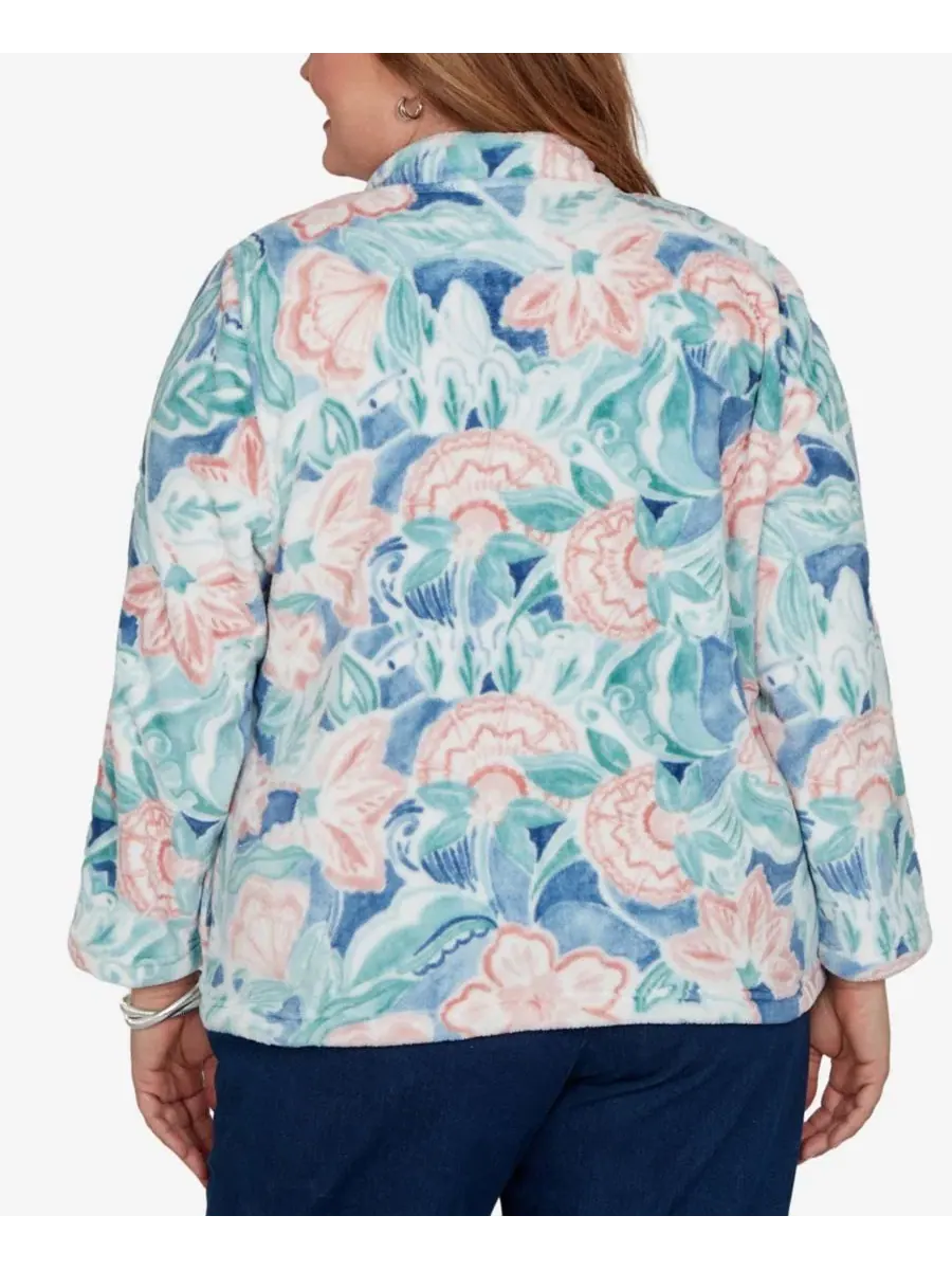 Жакет с цветочным принтом и воротником-стойкой Plus Size Floral Stand-Collar Jacket Alfred Dunner — изображение 5 из 5