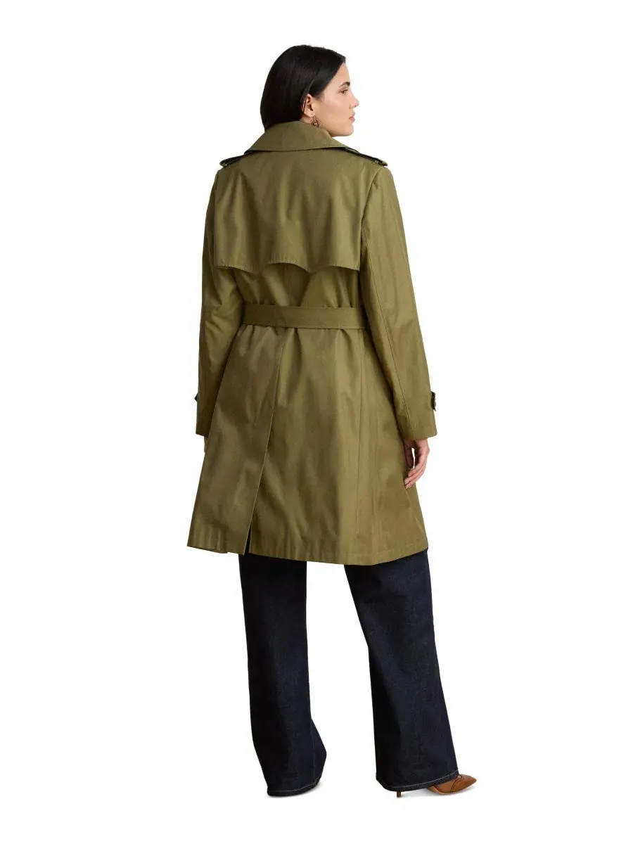 Пальто-тренч двубортное с поясом, модель Double Breasted Trench Coat Lauren Ralph Lauren — изображение 3 из 3, агава