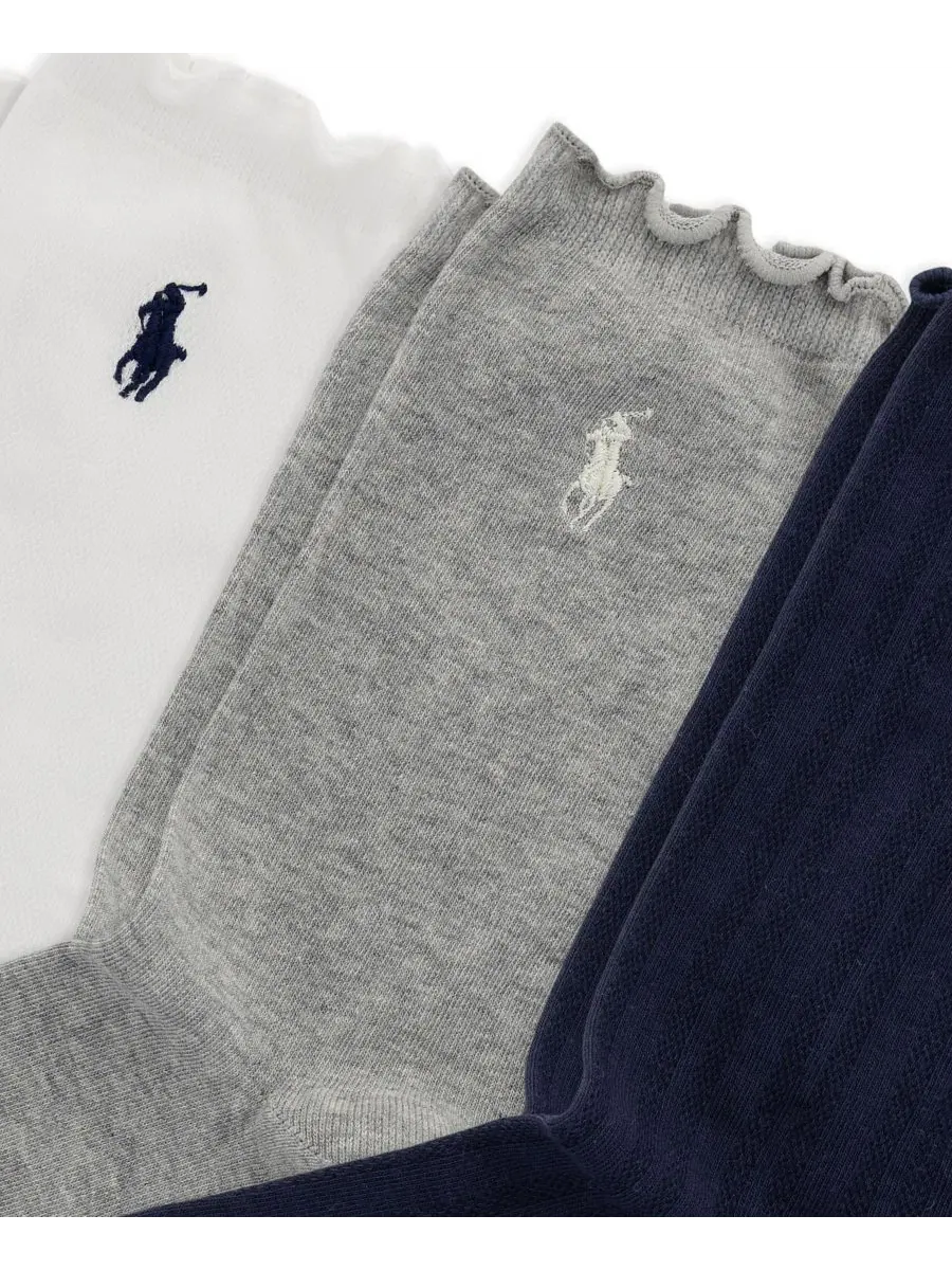 Комплект носков с ажурным узором и оборкой, 3 пары Polo Ralph Lauren — изображение 2 из 4, темно-синий