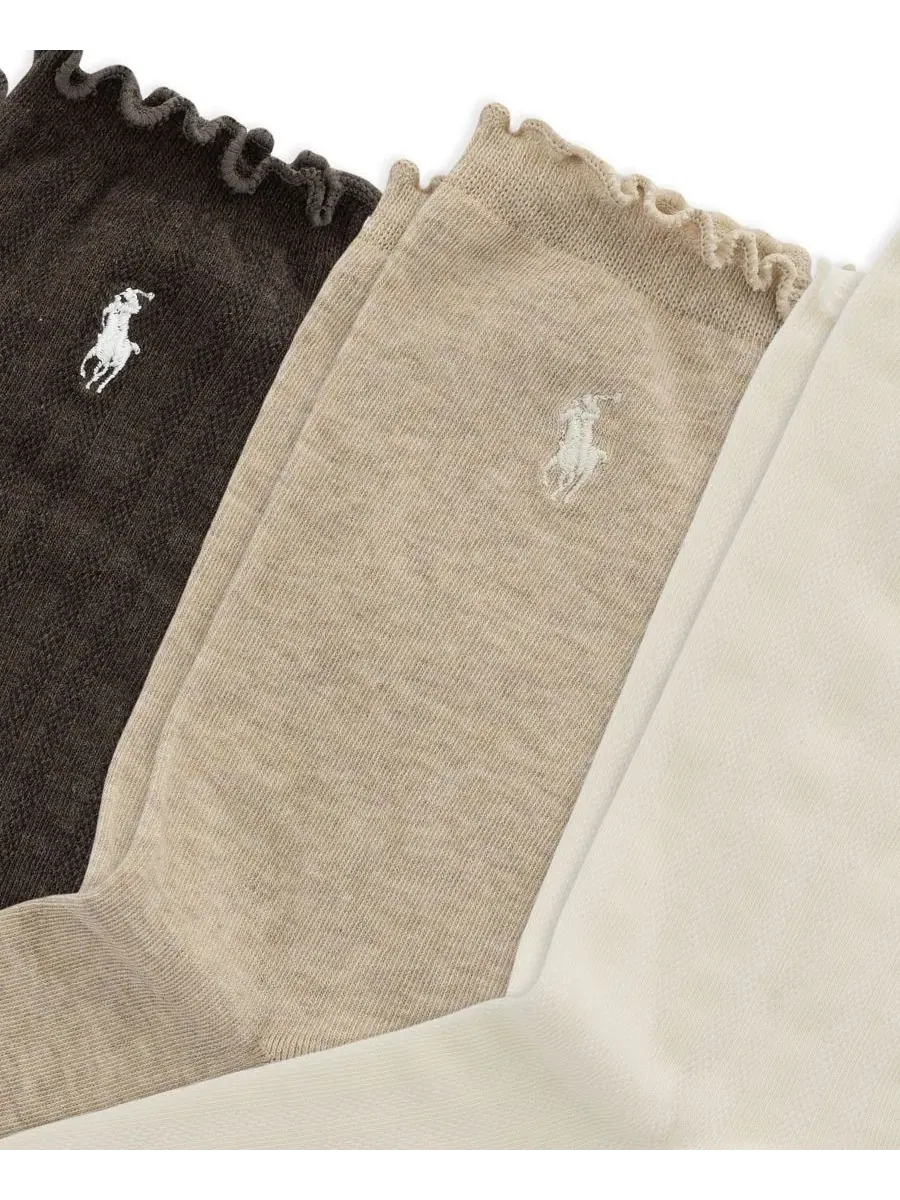 Комплект носков с ажурной текстурой и отделкой фестонами, 3 пары Polo Ralph Lauren — изображение 3 из 4, белый