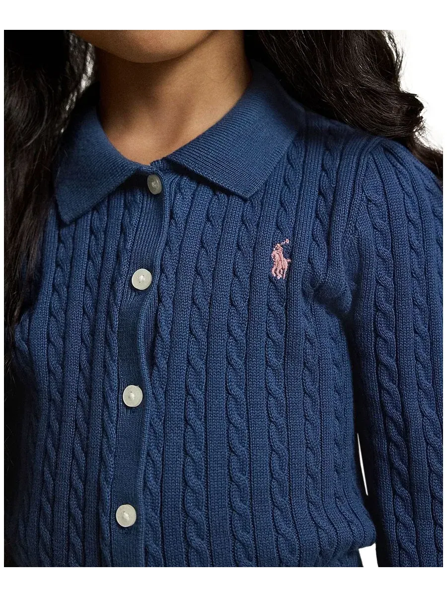Комплект из джемпера-поло и юбки, с косами Polo Ralph Lauren — изображение 3 из 6, темно-синий