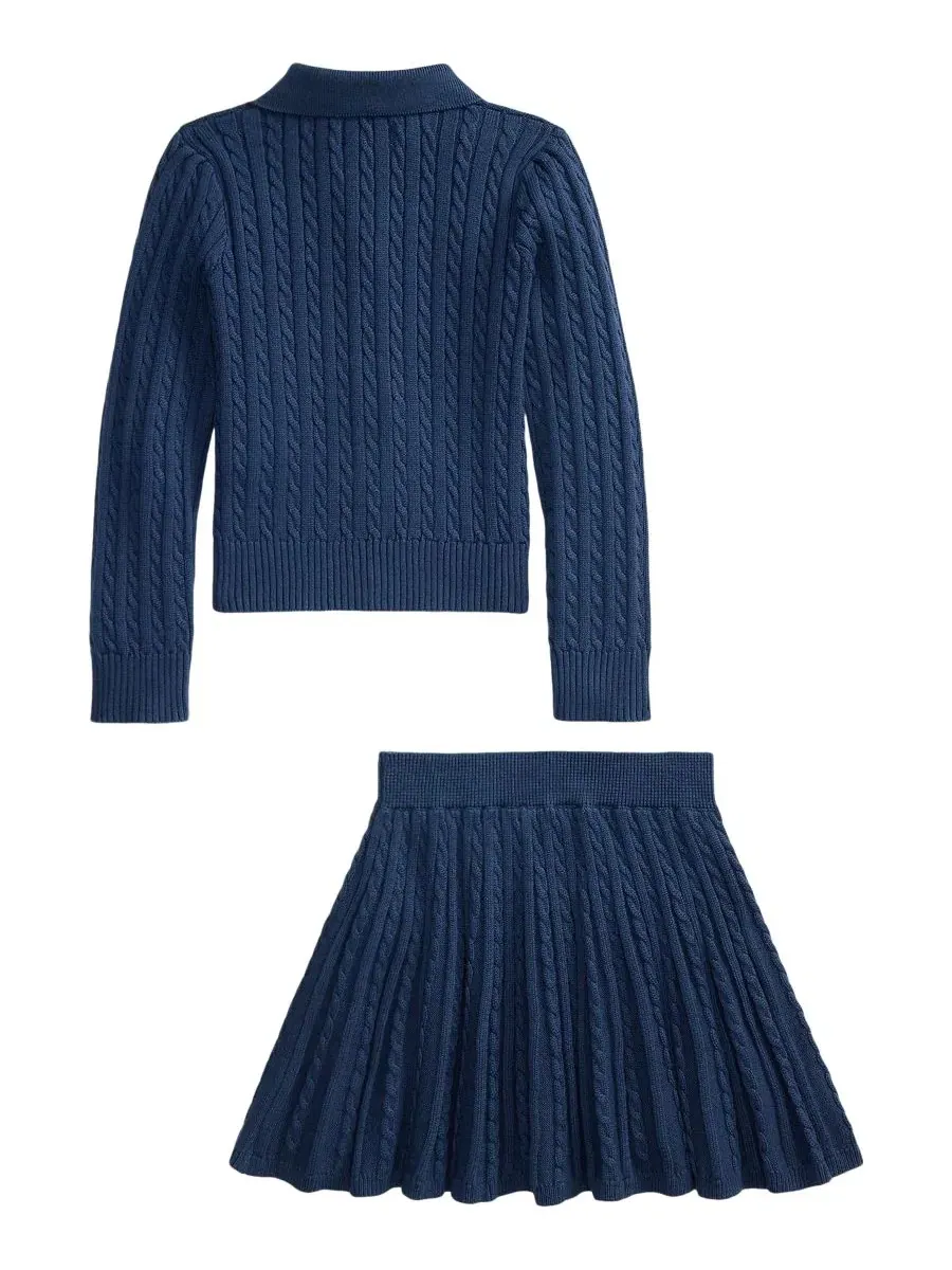 Комплект из джемпера-поло и юбки, с косами Polo Ralph Lauren — изображение 6 из 6, темно-синий