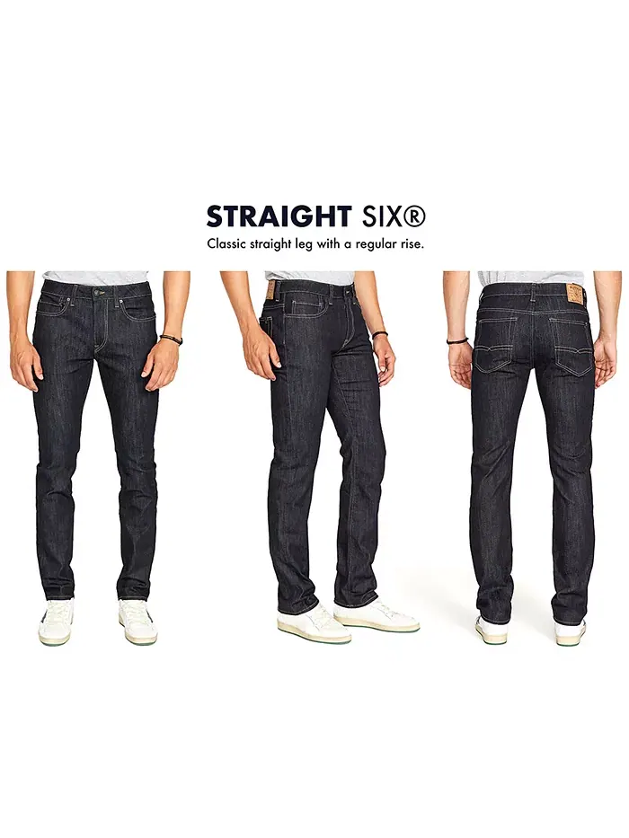 Мужские прямые джинсы Straight Six с эффектом стрейч Buffalo David Bitton — изображение 4 из 7, черный