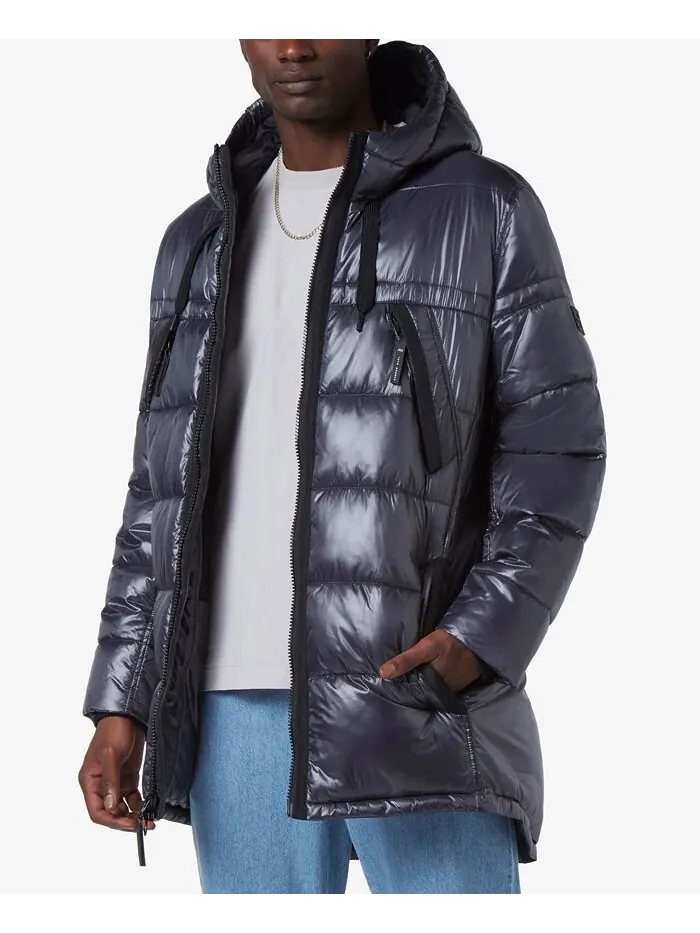 Мужская парка Barreto Super Wet Cire с отделкой из репсовой ткани Marc New York — изображение 3 из 4, серый