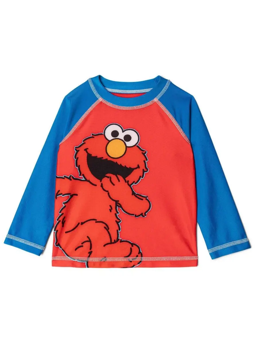 Комплект плавательный из рашгарда с длинным рукавом и плавок Sesame Street — изображение 2 из 3, красный синий